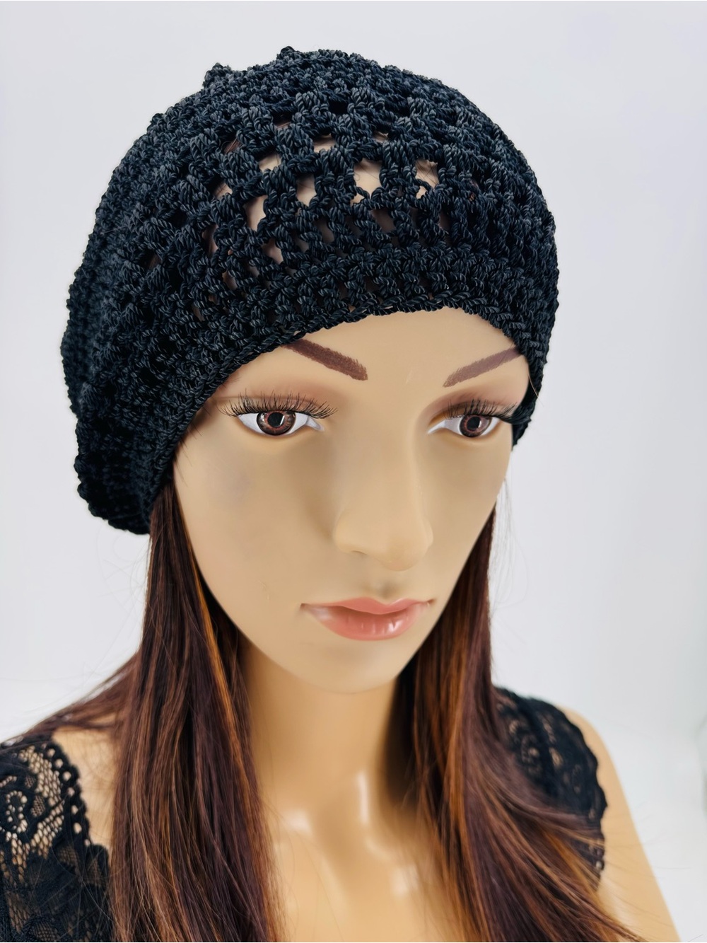 Vintage Y2K Boho Festival Grunge Crochet Macrame Handcrafted Beanie Knitted Hat - Picture 5 of 14
